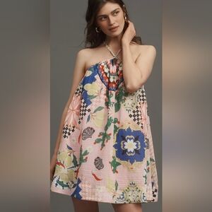 Maeve Printed Halterneck Swing Mini Dress XL Tugboat Printshop Colorful Vibrant